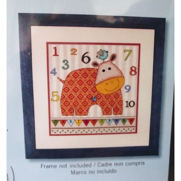 Counted Cross Stitch Baby Hippo Personalize Dimensions Nursery Kit Alphabet NEW - Picture 2 of 4